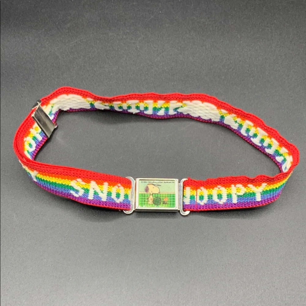 Vintage Snoopy Tennis Ping Pong Adjustable Elastic Stretch Belt Magnetic Closure